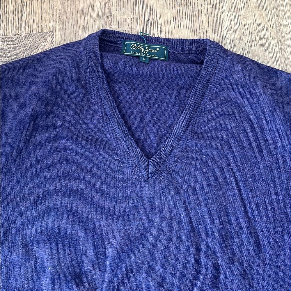 Bobby Jones Merino Wool V Neck Pull Over Sweater Men’s Medium Purple Blue